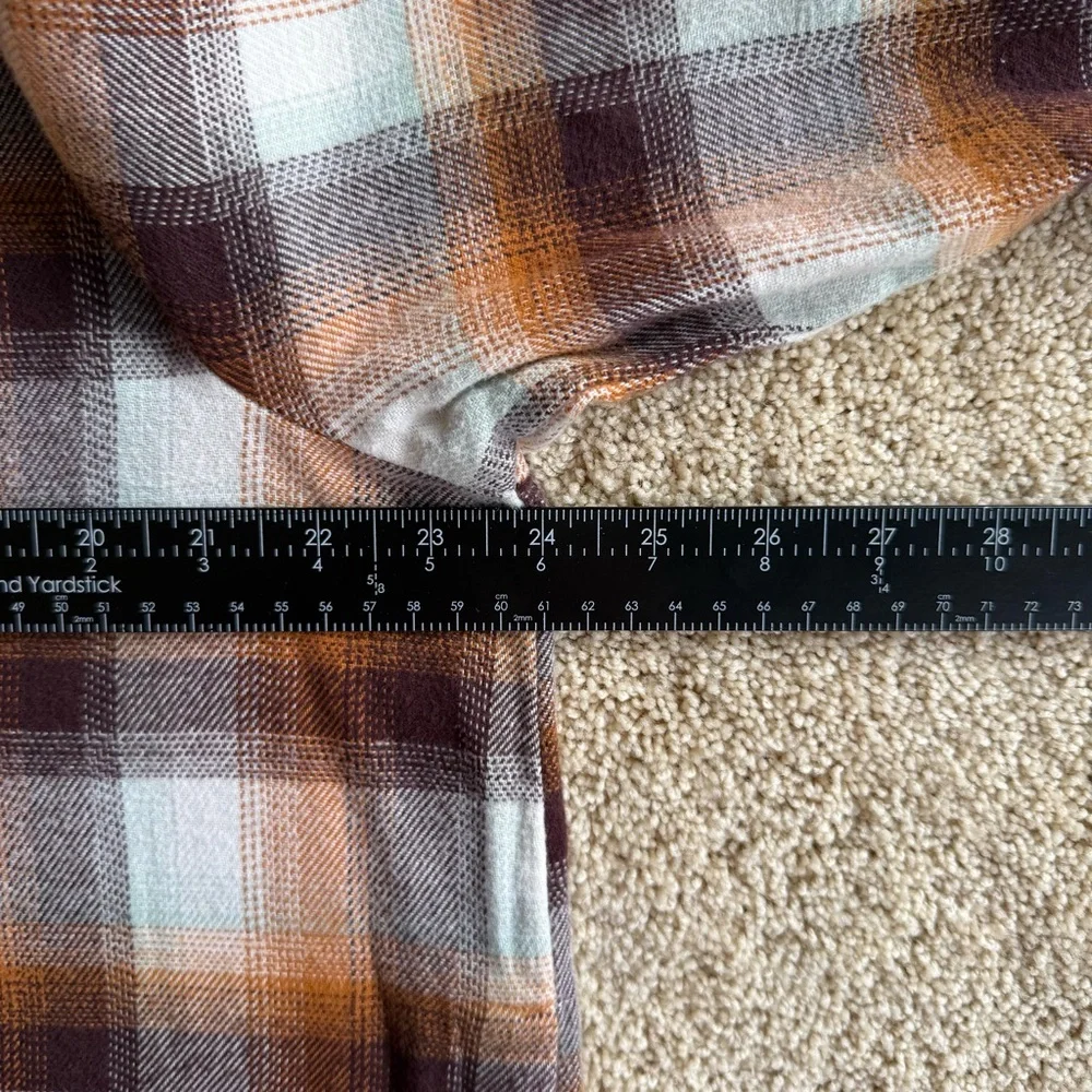 Madewell Plaid Flannel Shirt Womens Size L Button Up 100% Cotton Brown Orange - Picture 10 of 11